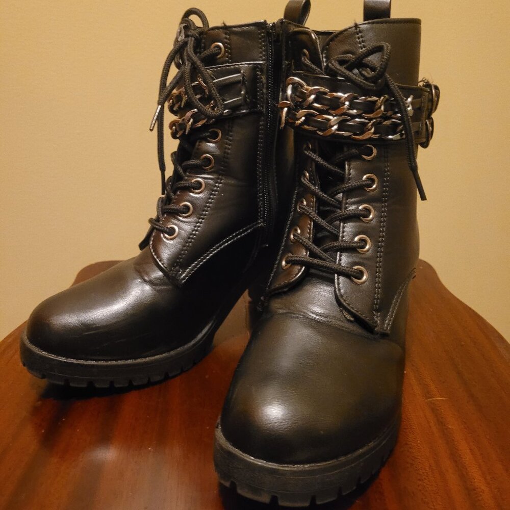 Size 6.5 Black Faux Leather Boots